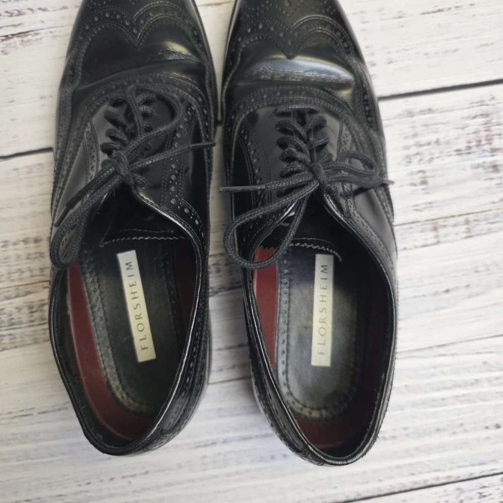 Florsheim Shoes Men's Black Leather Brogue Oxford Wingtip 20381‎ Size 9 1/2 D